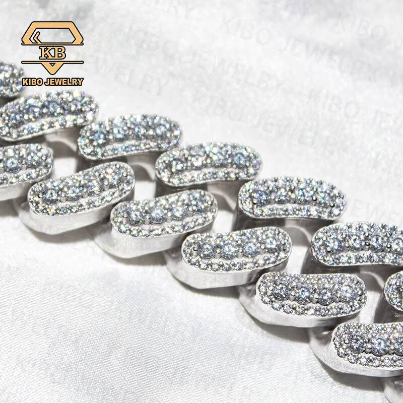 Hip Hop Mens 925 Sterling Silver VVS Iced out Miami Cuban Link 22mm Big Cuban Chain Moissanite Necklace Jewelry