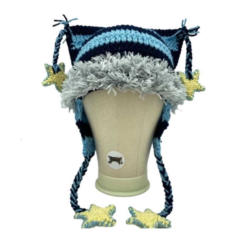 Girl Cartoon Cat Ear Knit Beanie Hat Y2Kstyle Party Hat Photo Props Hot Girl Cute Slouchy Crocheted Hat Dropsing Y250920