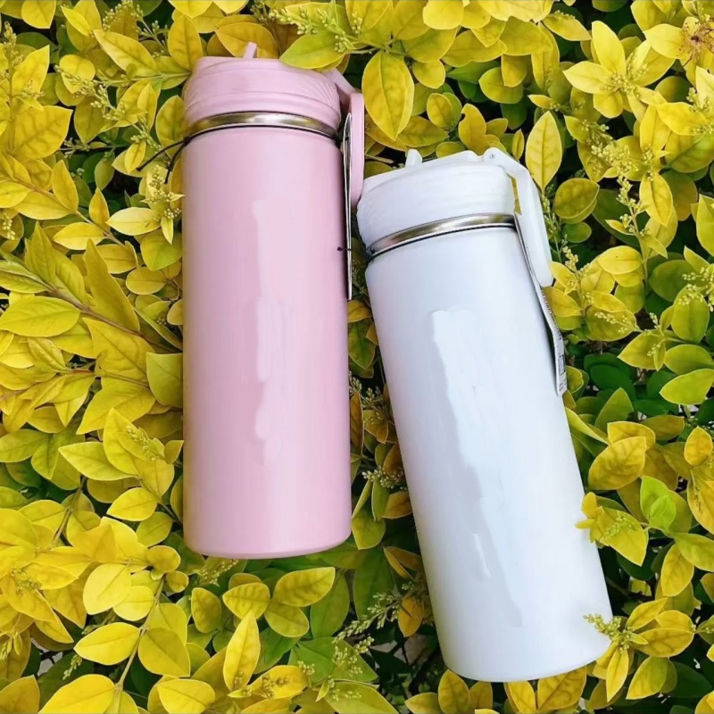 Water Bottle Vacuum Yoga Fitness Bottles Simple Pure Color Straws Stainless Steel Insulated Tumbler Mug Cups with Lid Thermal Insulation Gift Cup 710ML