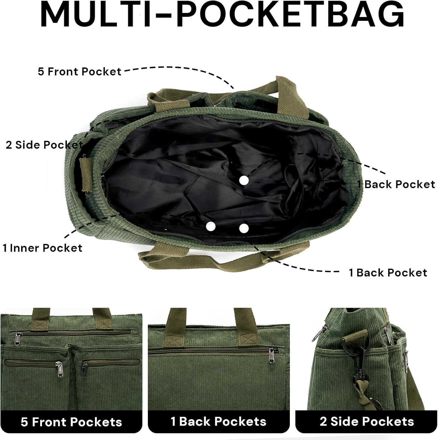 Corduroy Tote Bag for Women Top Handle Crossbody Purse Travel Shoulder Bag Work Handbag Everyday tote bag for schoolZ250920