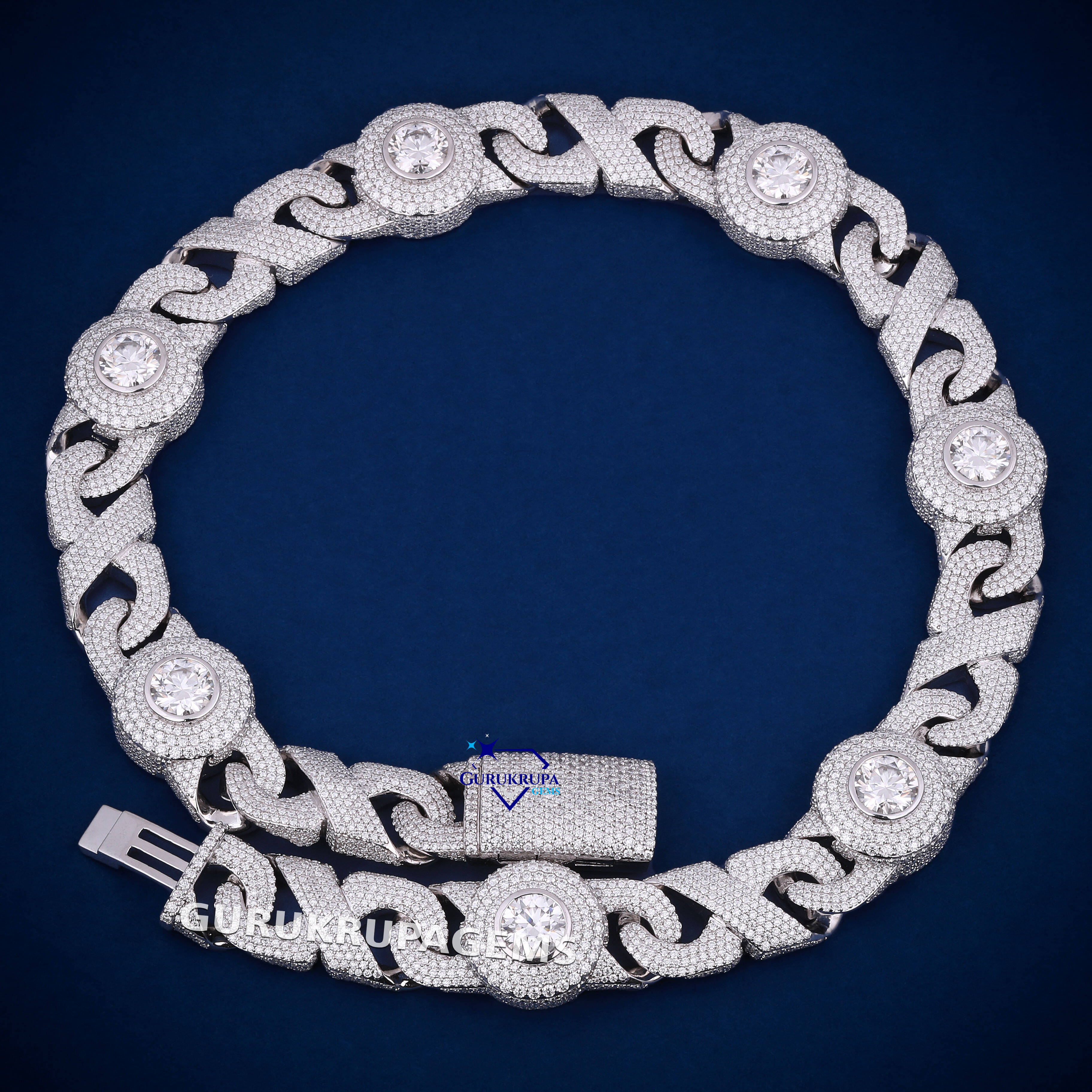 20mm Hip Hop Jewelry Iced Out Cuban Chain Big Moissanite Diamond Eye Shape 925 Sterling Silver Cuban Infinity Links Necklace