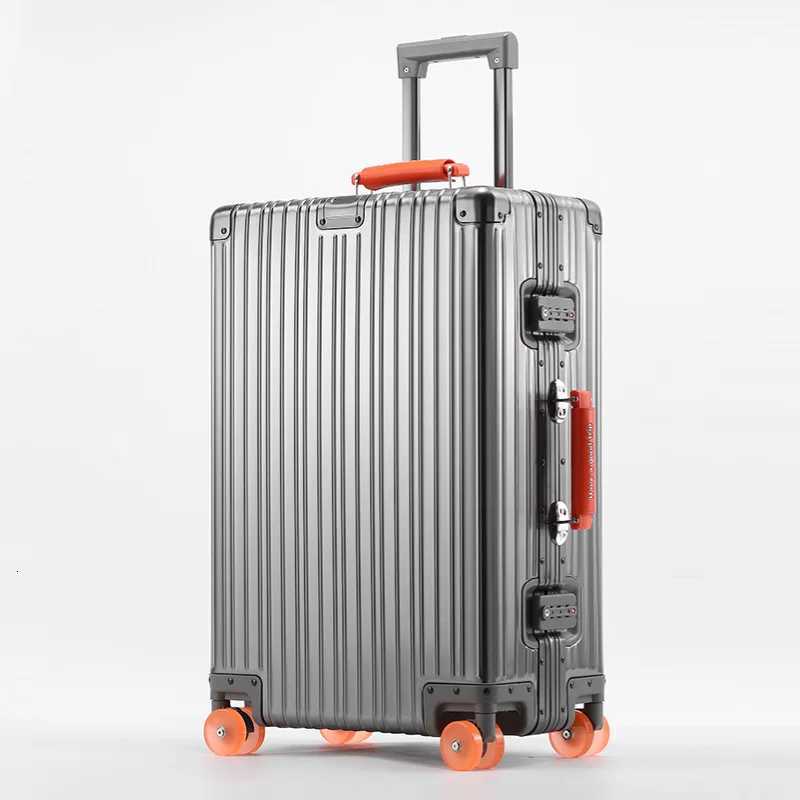 Women Men 2025 New Aluminum Suitcase 20inch Carry on Rolling Luggage 29inch Trolley Case With Wheels W250920