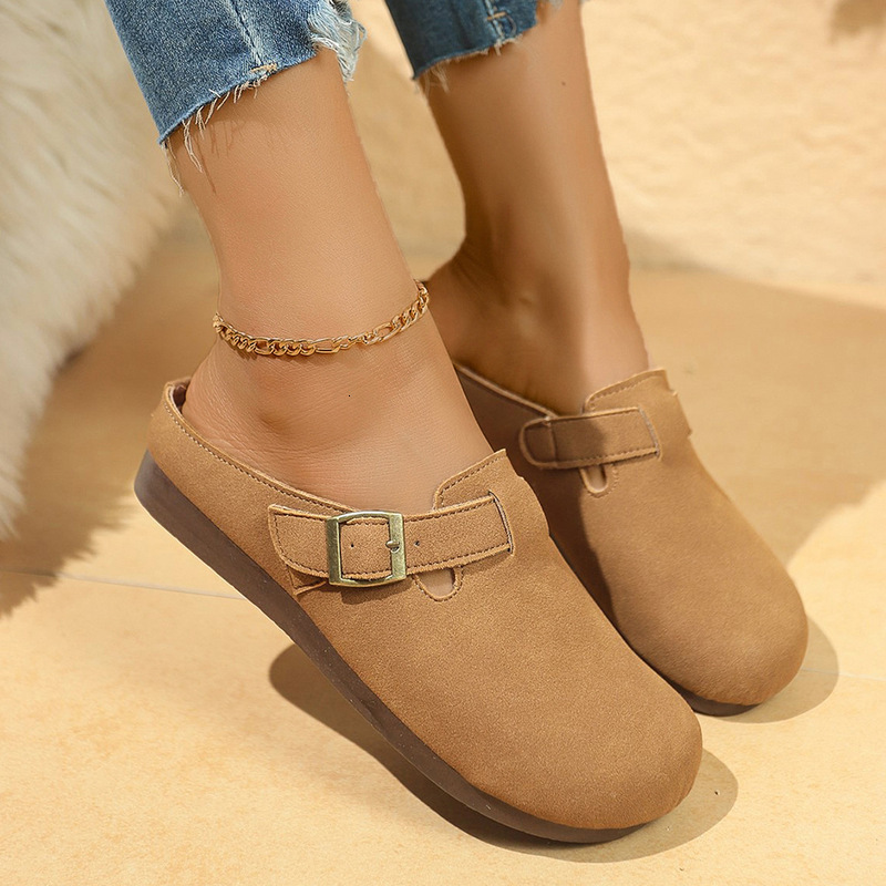 Women's Shoes Versatile Closed-Toe Half Women Fashion Soft Sole Non-Slip Flat Comfortable