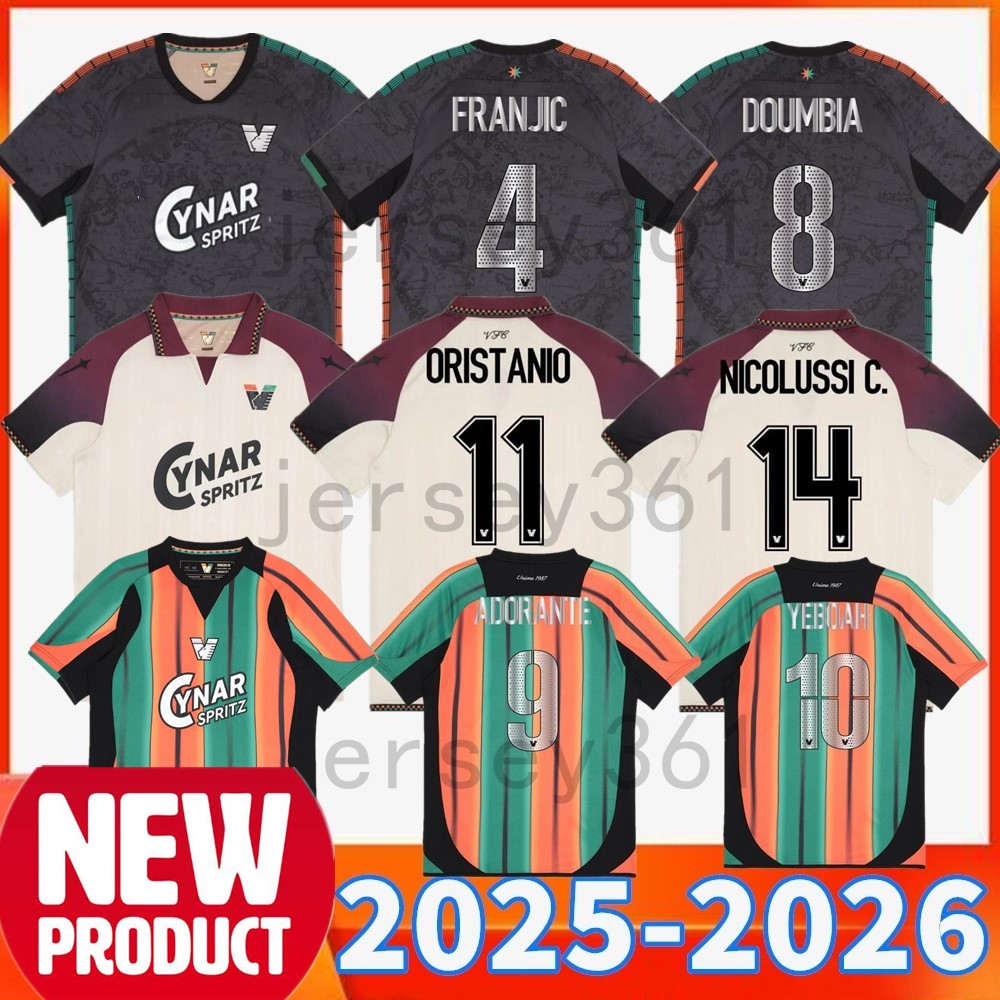 25 26 Venezia soccer Jerseys 2025 2026 home Black jersey away White football shirt Jersey de Venezia Maglia Gara