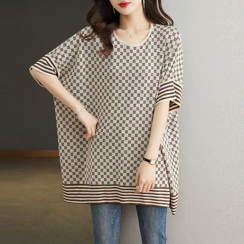 plus size women's new long sleeve high waist printed banquet dress mid-length skirt D02632