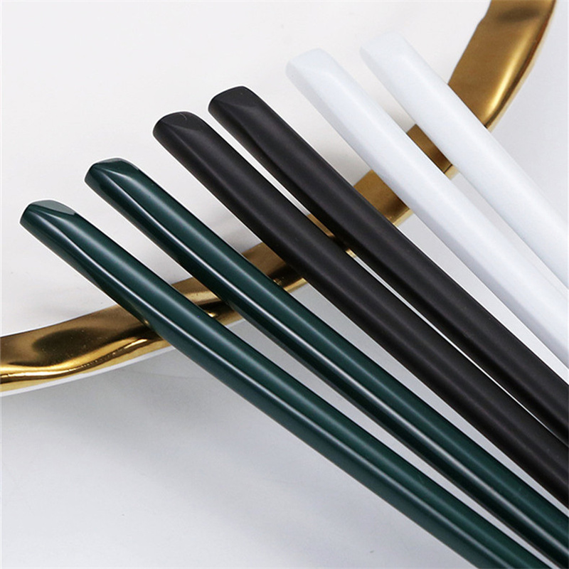 Silver Gold Flatware Set Stainless Steel Cutlery Handle White Black Green Tableware