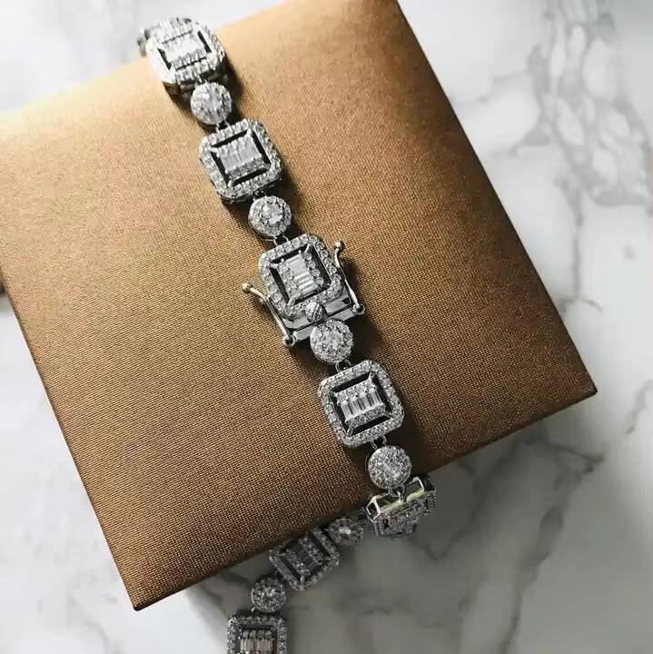 Customized Trend 925 Sterling Silver Moissanite Tennis Chain Mens Hip Hop Necklace