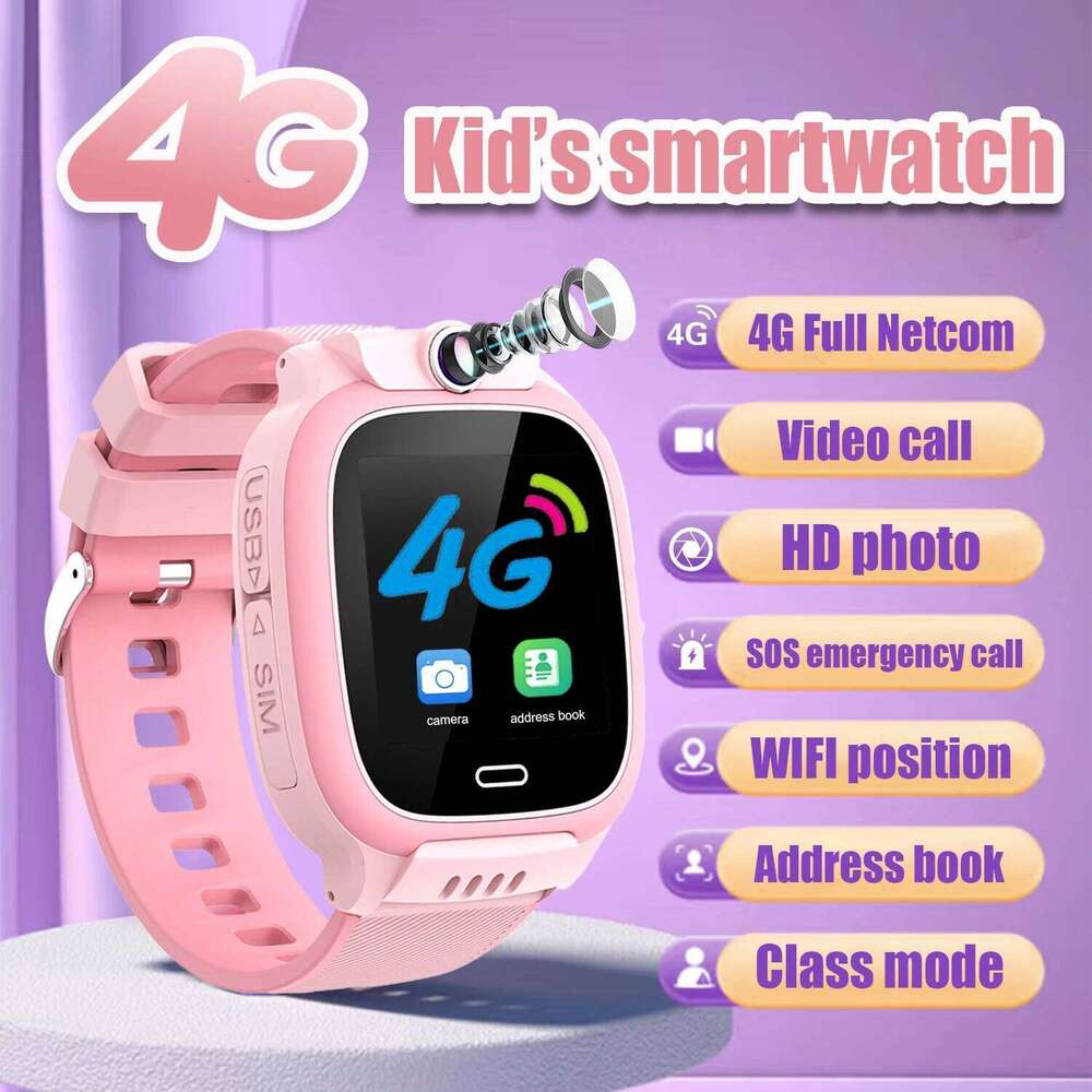 2025 Children 1.44 Inch Video Call Watch SOS Kids WIFI Location Phone Watches Waterproof Calculator Student 4G Smart Watch