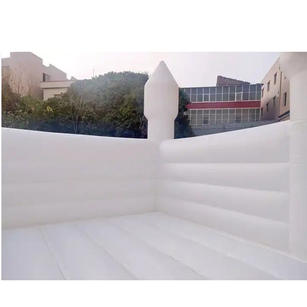 Modern kids adult inflatable white bounce house Commercial grade PVC bouncy castle CE wedding bouncer with sun protection cover for sale