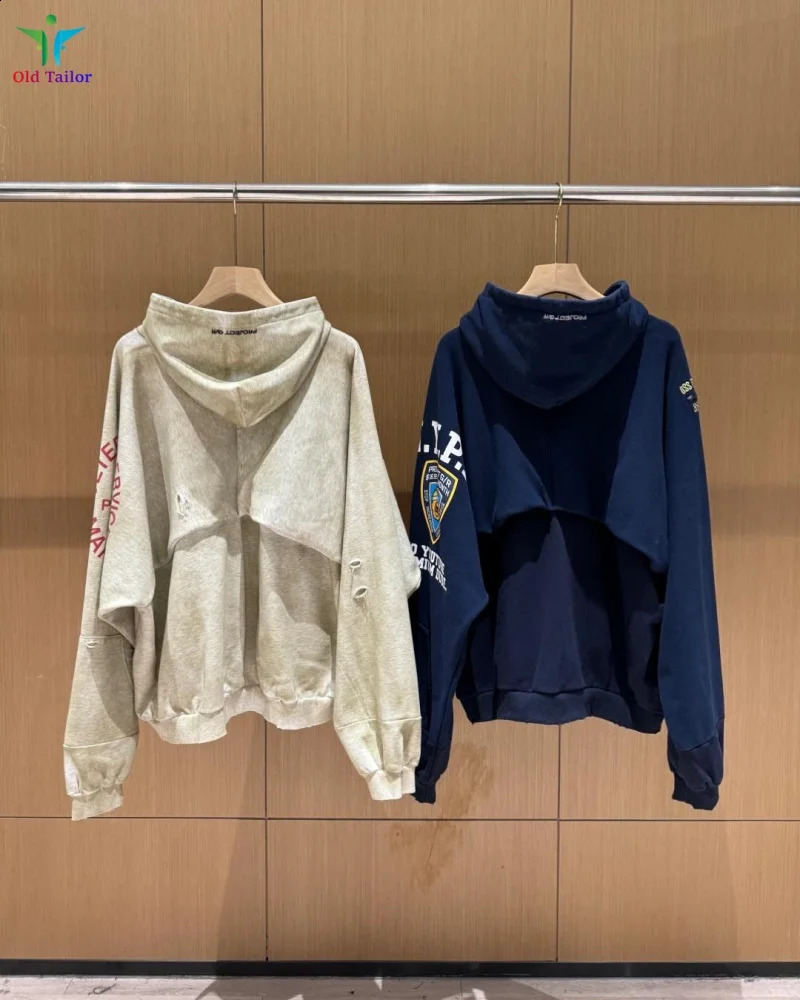 Grailz Project gr Heavyweight 11 Patchwork Retro Distressed TieDye Hoodie Sweatshirt Zipper Cardigan Mens Womens Outerwear 250919