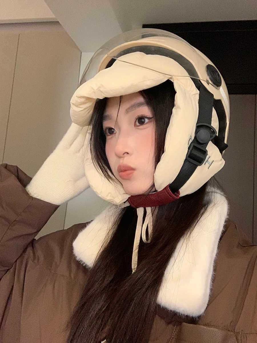 Cute outdoor cycling hat for wen versatile lightweight and warm balaclava for Winter ColdProof Ear Protection Lei Feng Hat Y250919