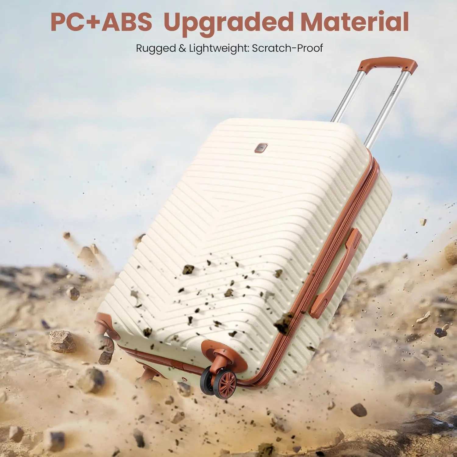 6 Piece Luggage Set Carry On ABSPC Hard Shell Suitcase Travel Packing Box With Spinner Wheels TSA Lock For Business Trip W250920