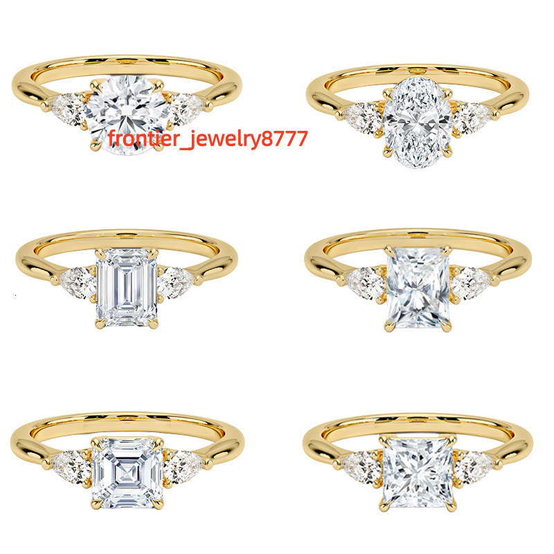 Wholesale IGI Certified HPHT CVD D VS1 1CT 18K Solid Gold Stone Oval Cut with Pear Diamond Trilogy Engagement Ring