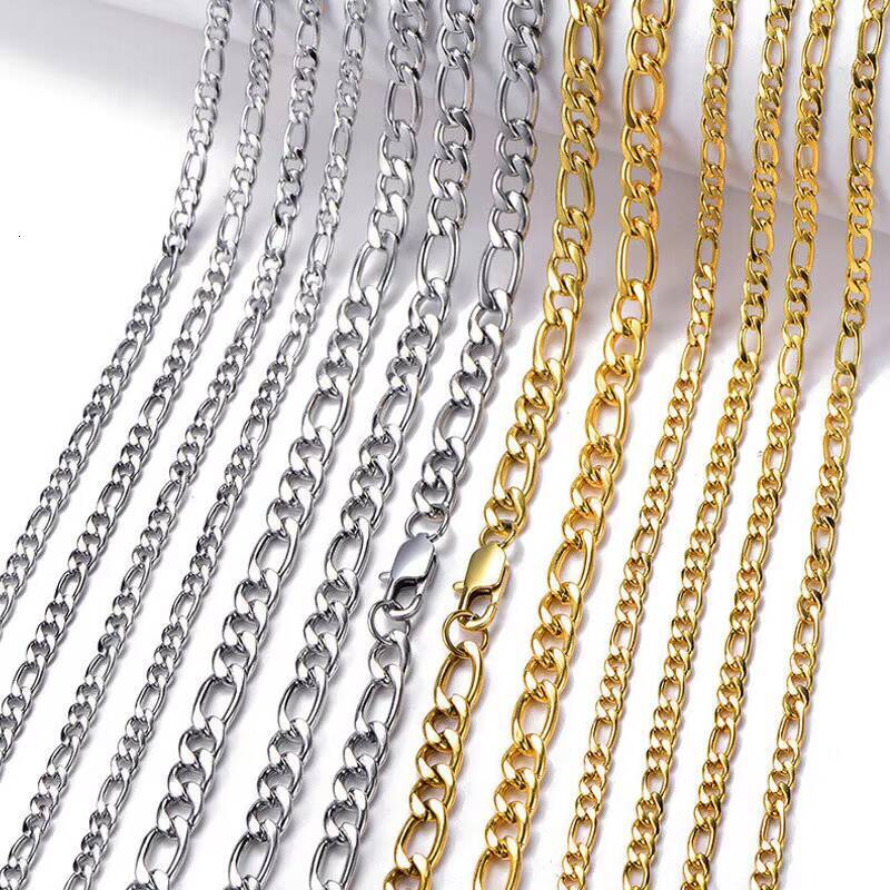 BSC6 Customized Trend Jewelry Pure 925 Sterling Silver 18k Gold Plated Rope Figaro Miami Cuban Link Chain Necklace for Man Women