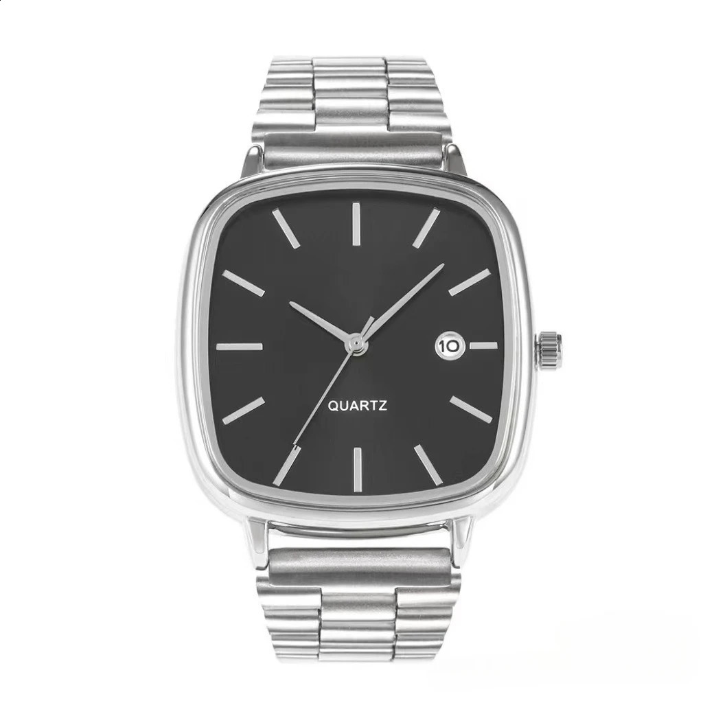 Fashion Men Watch Steel Strap Business Calendar Quartz Watches Wristwatches Gift Drop Big Dial Clock 250911