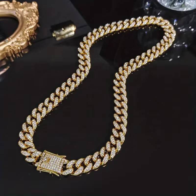 HIP HOP Luxury Jewelry 925 Sterling Silver Mens Cuban Link Chain Miami Moissanite Diamond Cuban Necklace