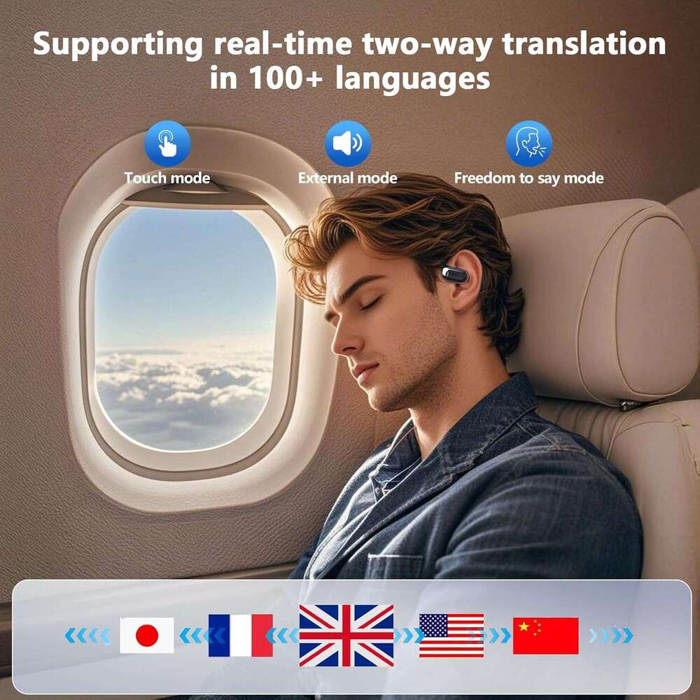 Translation Earbuds Real Time - AI 144 Language Translator Earbuds, Audifonos Traductores Ingls Espaol, 3-in-1 Translating Device, Translate Ear Buds 