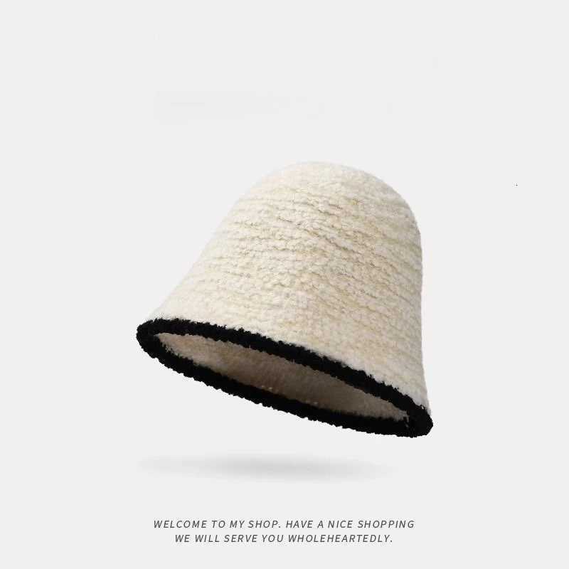 Wens Cololock Knit Fisherman Hat Winter Warm Ear Fl Fleece Li Beanie Korean Fashion for Large Y250920