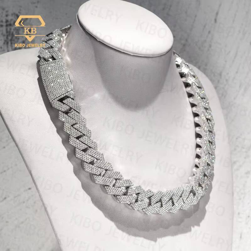Hip Hop Huge Heavy Rapper 925 Silver Gold Plated Mossanite 20MM VVS1 LAB Grown Moissanite Diamond Iced Out Cuban Link Necklace