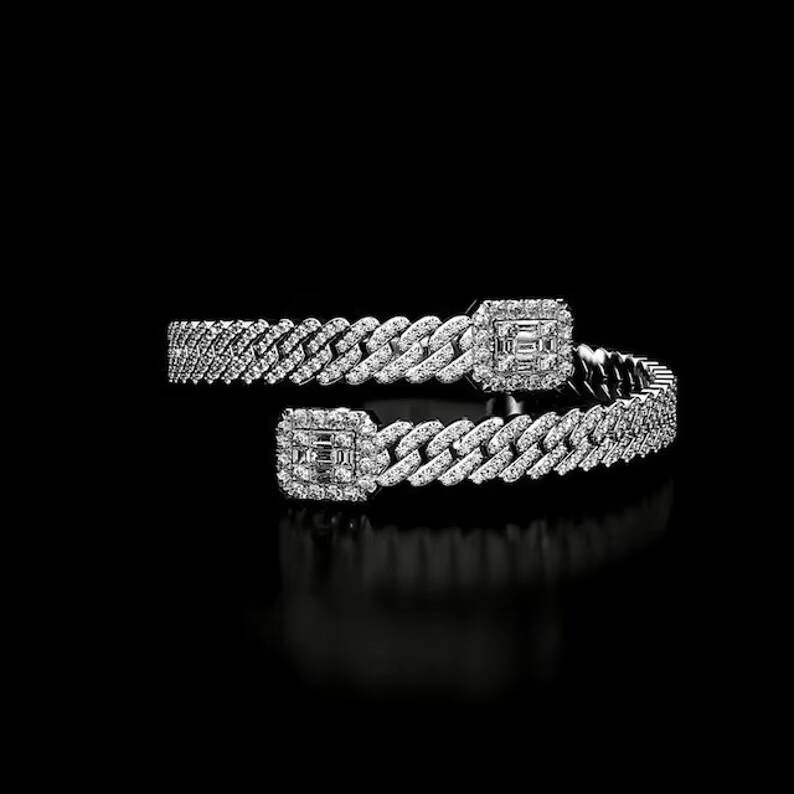 Special Design Luxury Jewelry Customized Trend Cuban Silver Plated 18k Gold Bracelet Moissanite Diamond Iced Out Cuban Bracelet Bangles