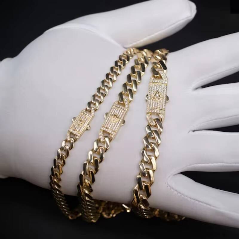 Hiphop Iced Out 7911mm Customized Trend VVS Moissanite Clasp Cuban Necklaces 14K Gold Sparkling Cuban Link Chain