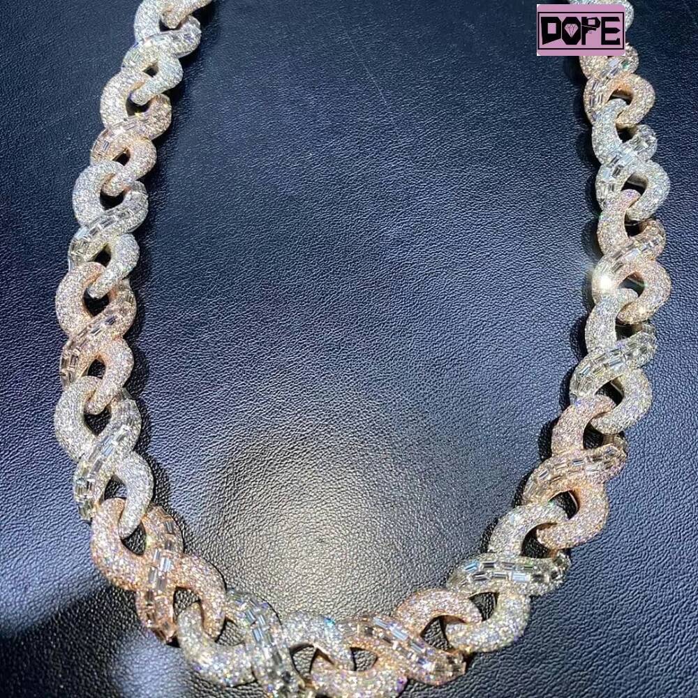 Bulk Size 12mm 16mm 18mm Miami Cuban Link Chain Iced Out Hip Hop Jewelry S925 Silver VVS Moissanite Chain