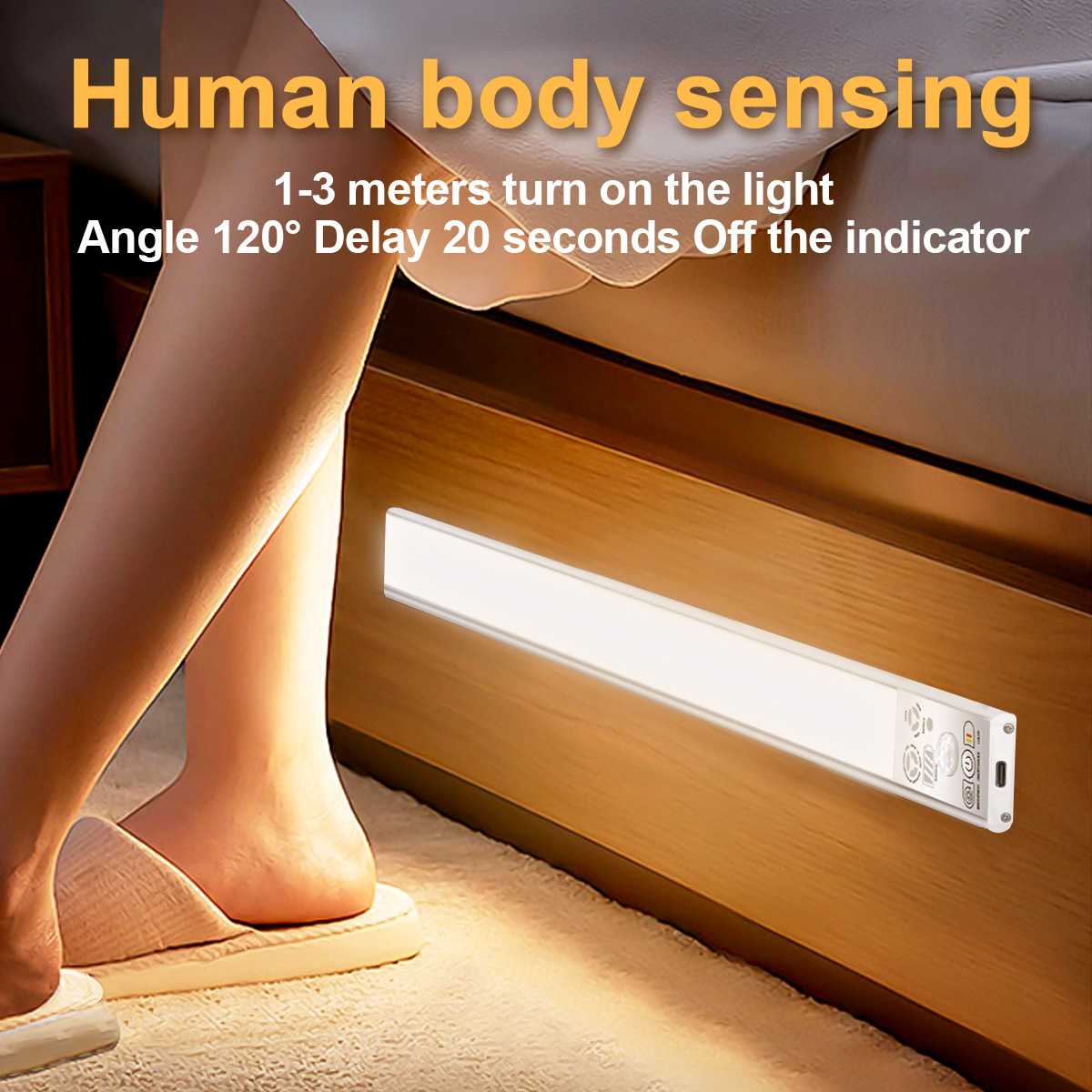 Rechargeable Hanging Closet Lights: Built-in Sensors + Multiple Colors Perfect Fit For Home Office Use-HCP250