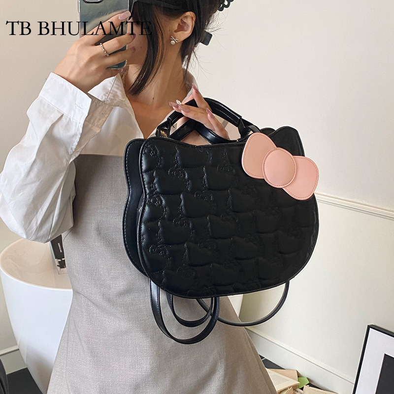 TB BHULAMTE Cute Bow Tie Embossed Women's Backpack Designer Luxurious Diamond Grid Single Shoulder Crossbody Bag Fashion New Cute Student Bag Tra