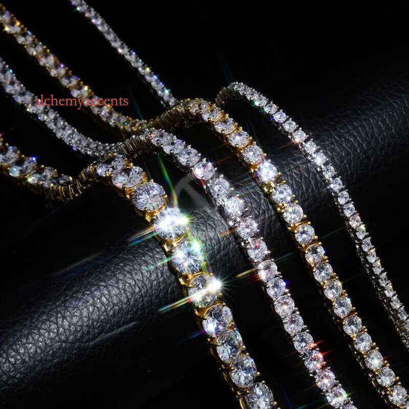 Moissanite Tennis Bracelet Necklace for Man Women Sterg White Gold Plated VVS Lab Dia tenis Iced Out Chain Choker Designer jewelry Charm Bracelets