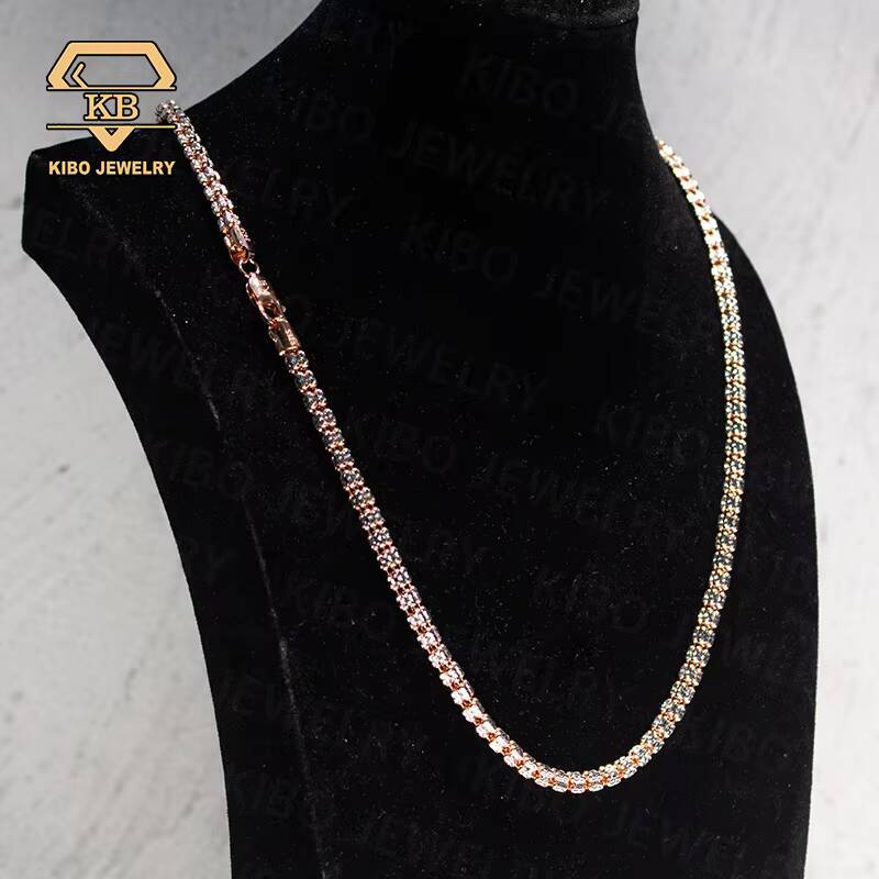 Hip Hop Shiny S925 Sterling Silver for Men Plain Chains Diamond Cuts Ice Tennis Chain Necklace