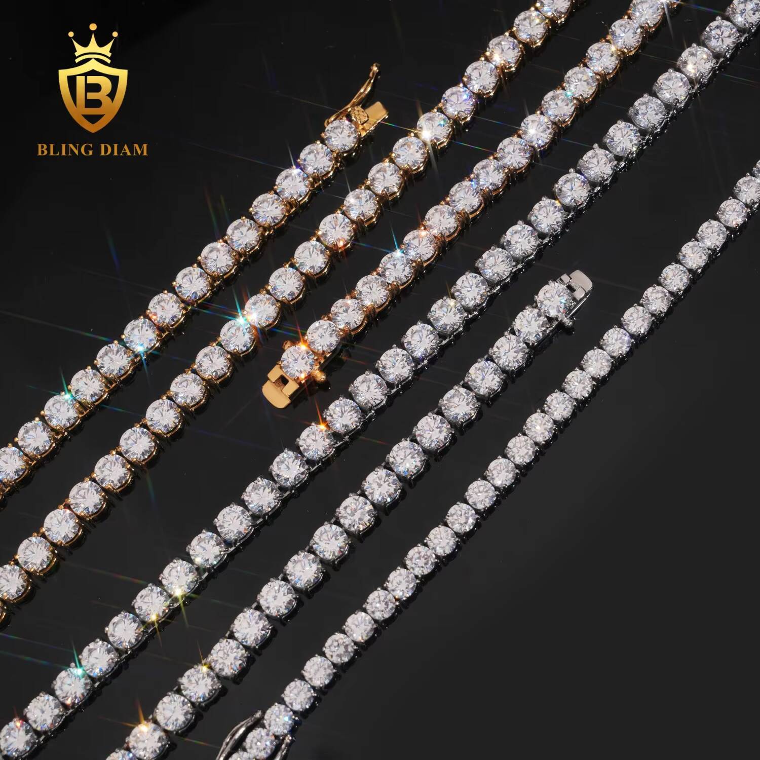 Wholesale Price 5mm 6mm 316L Stainless Steel Hip Hop Moissanite Tennis Chain Necklace Silver Jewelry for Women Men