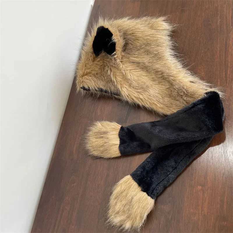 Winter Hat For Wens beanies Y2K Cute P Furry Ears Scarf Hat Two Piece Set Waste Earth Hat Windproof Warm Accories Y250920