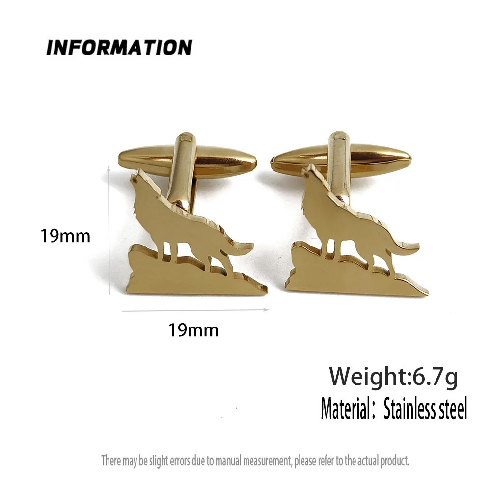 Roaring Wolf King stainless steel mens cufflinks goldplated cufflinks suit clothing accessories suitable for any occasion 250919