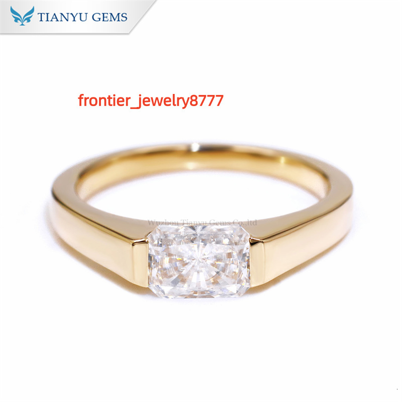 Tianyu 7x5mm Radiant Cut D VVS Moissanite Diamond Solid Gold 10K 14K 18K Engagement Wedding Mens Bands for Males