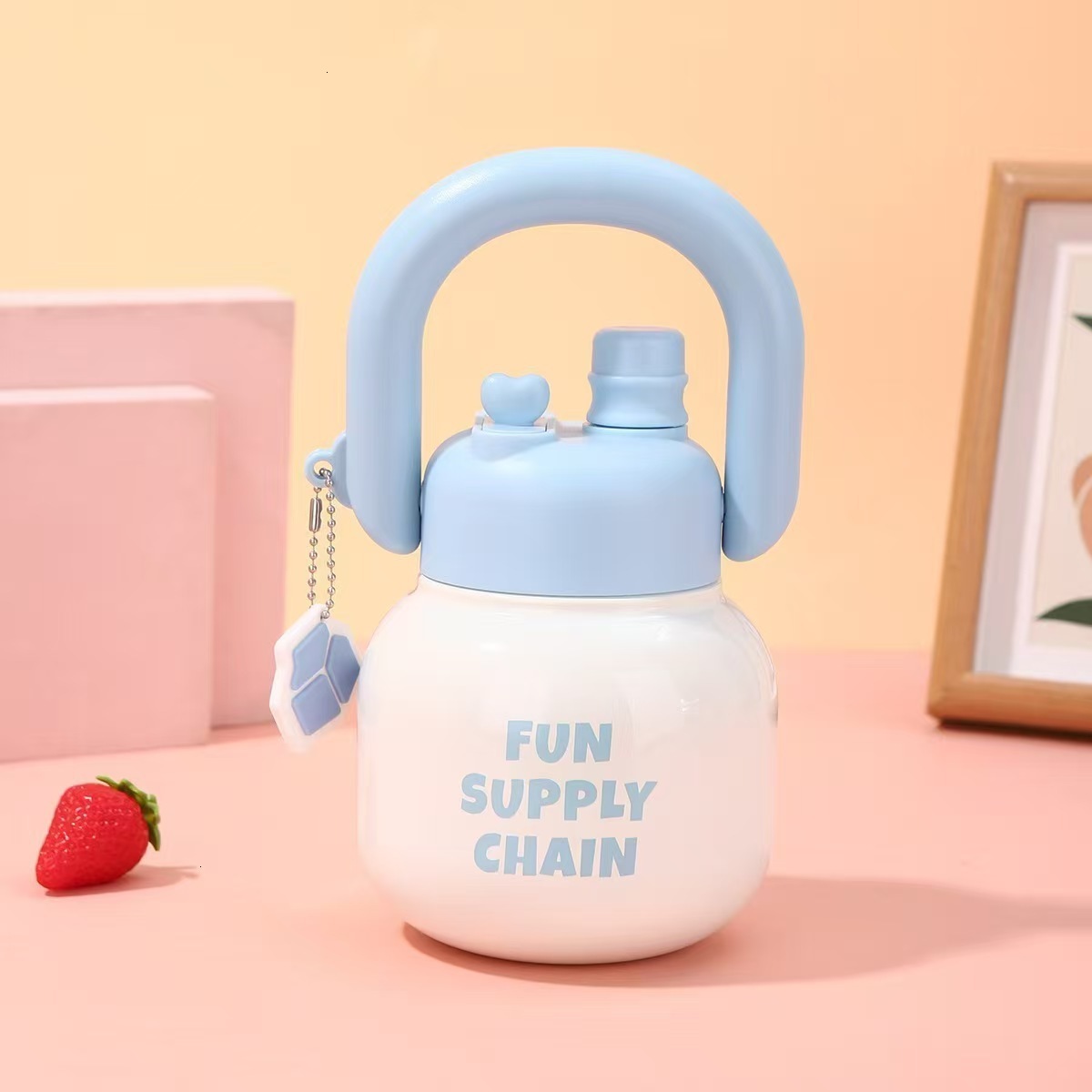316 Stainless Steel Tote Bottle Large Capacity Cartoon Double-layer Vacuum Insulated Portable Tea Storage Straw Cup
