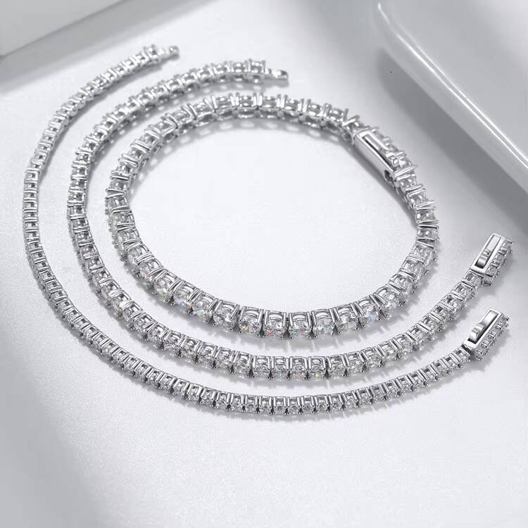 RINNTIN SB Customized Trendizable Tennis Chains Jewelry 925 Sterling Silver 2mm 3mm 4mm CZ Moissanite Tennis Bracelet