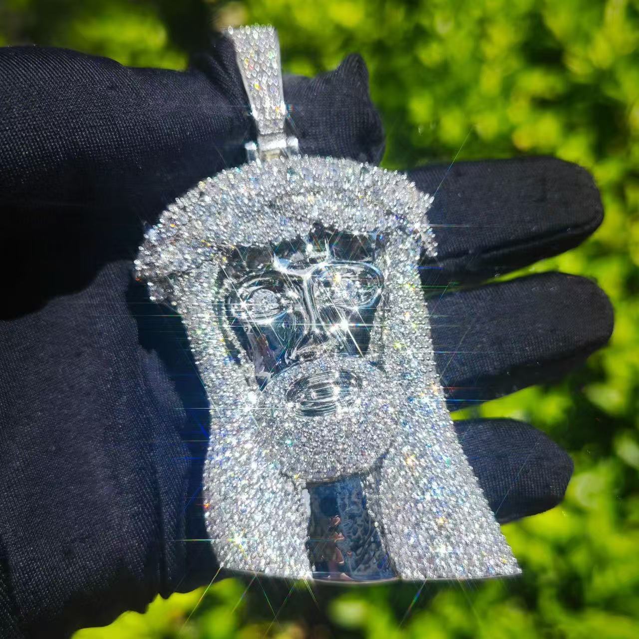 Hip Hop Jewelry 925 Sterling Silver Moissanite Diamond Vvs Jesus Pendant Custom Iced Out Pendants