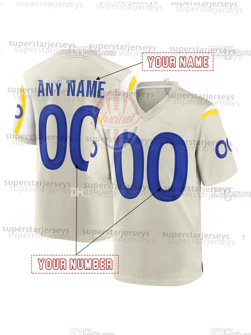 Custom 2025 Rivalries jerseys Matthew Stafford Kyren Williams Aaron Donald Puka Nacua avante Adams Christian Rozeboom Jaylen McCollough Stetson Bennet