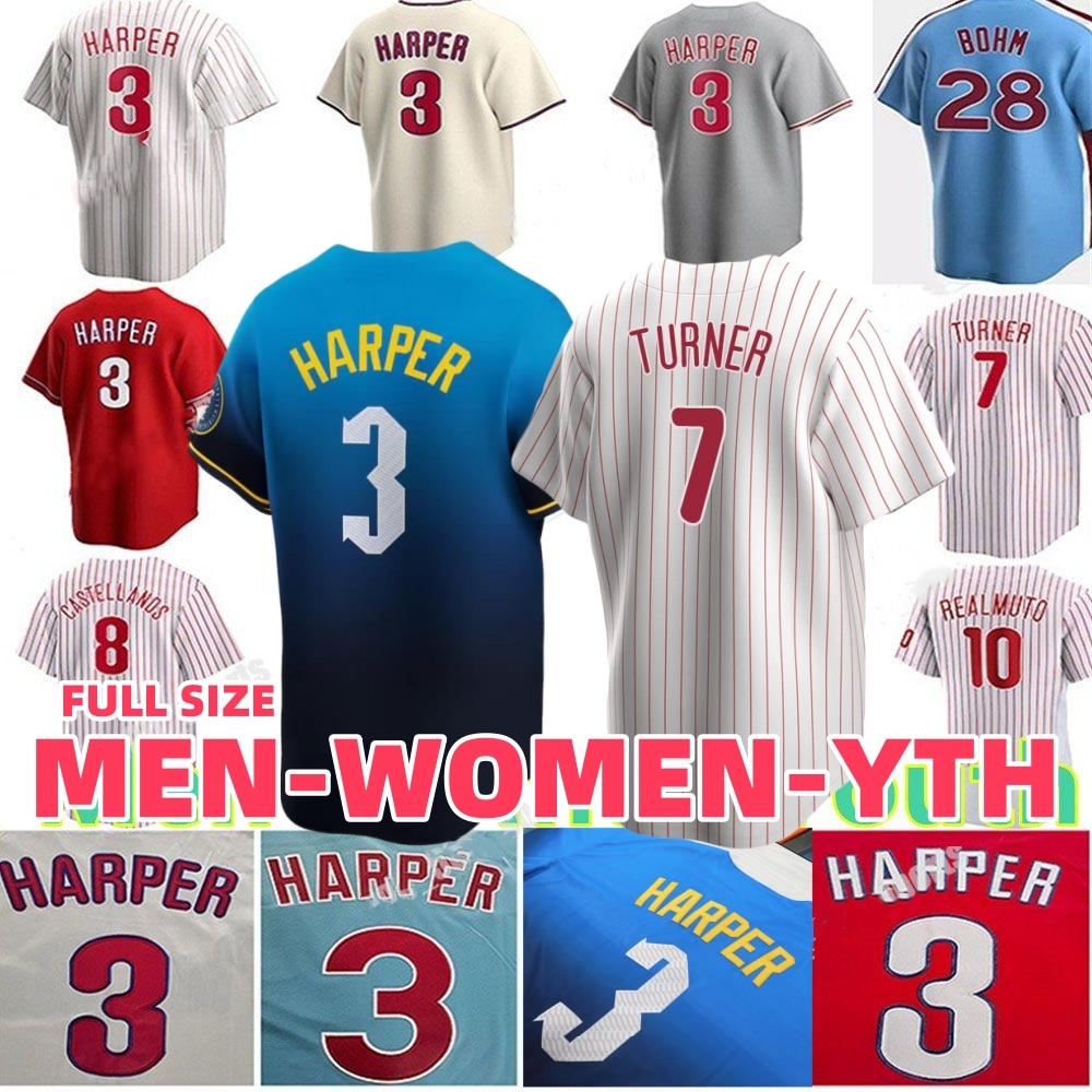 2025 Custom City connect Bryce 3 Harper Trea Turner Baseball Jersey Bryson Stott Kyle Schwarber J.T. Realmuto Alec Bohm Nick Castellanos Aaron Nola Men Women Youth