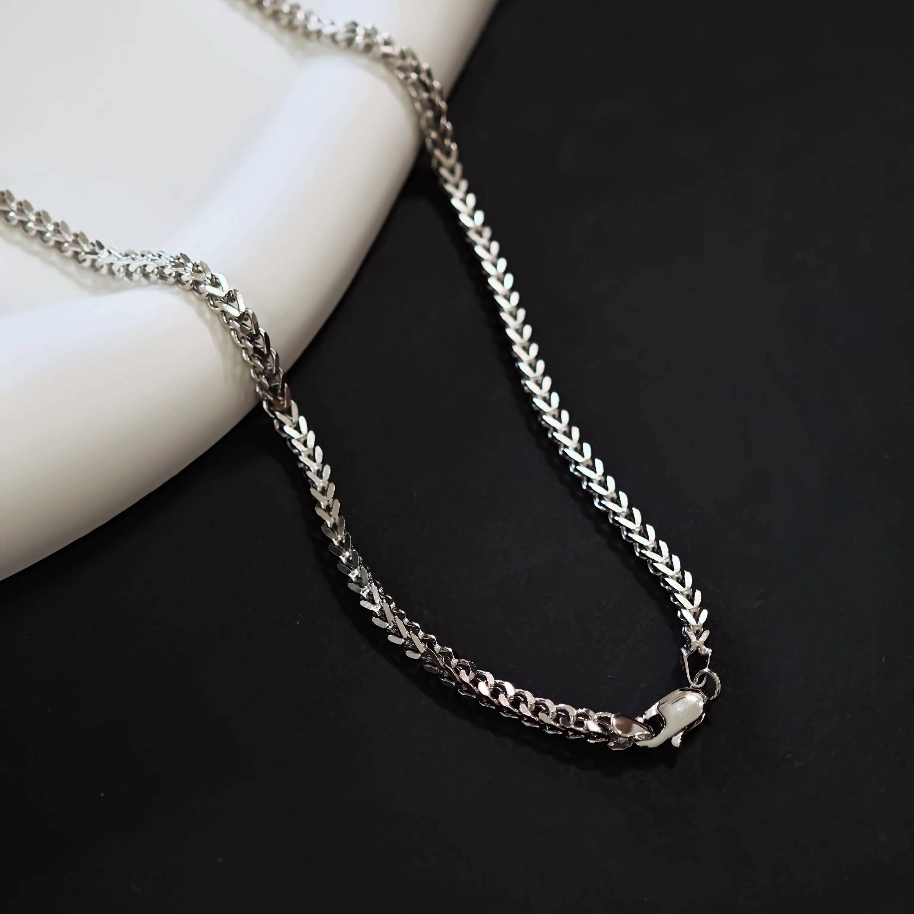 Factory Wholesale Sterling Silver 925 Jewelry Italian 25mm 3mm 5mm White Gold Plated Franco Link Chain Necklace for Men