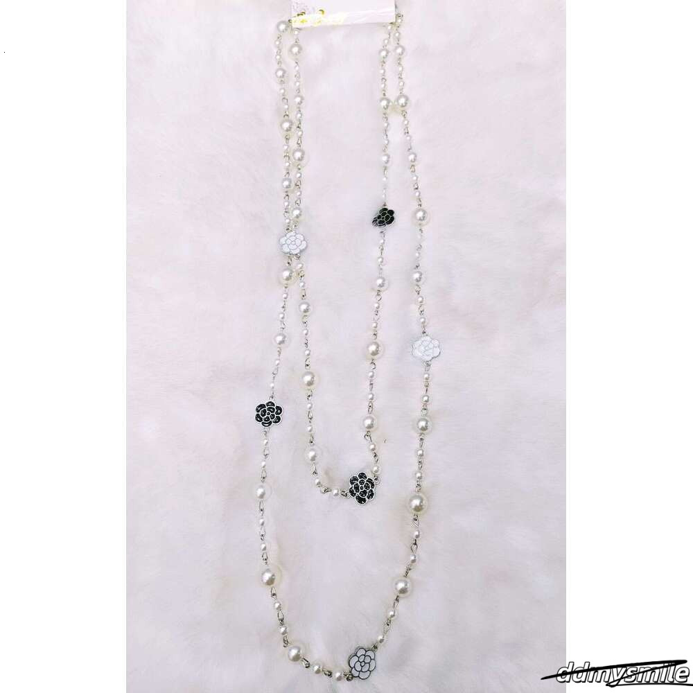 Nk-123 Oil Drip Rose Flower Style Pearl Layerable Long Sweater Chain Necklace Jewelry Wholesale ddmysmile
