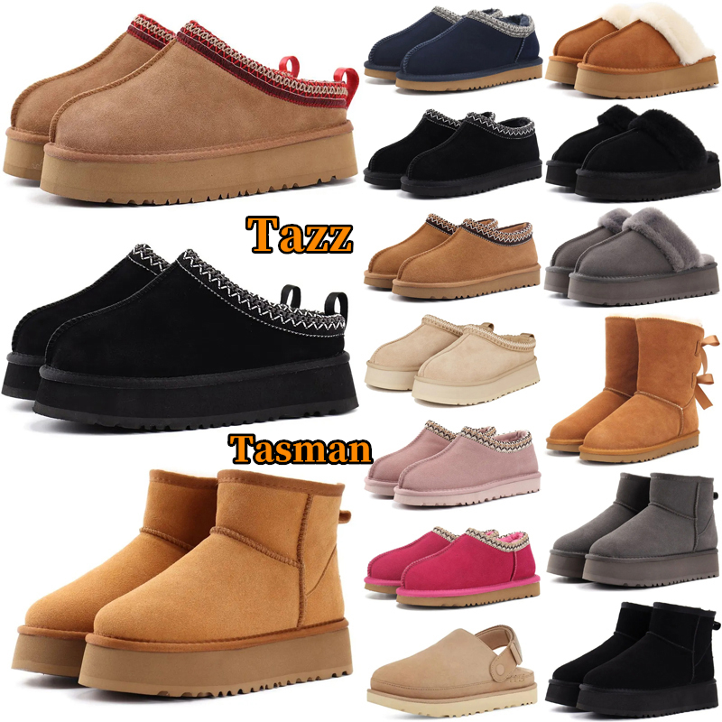 Designer Mens Womens Boot Tazz Tasman Slippers Mens Winter shoes Sheepskin Snow Boots Ladies Platform Fur Australia Classic Ultra Mini Suede Wool Ankle Booties