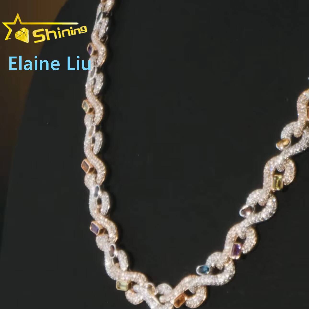 Iced Out 925 Sterling Silver Moissanite Fine Jewelry Luxury Fashion Hip Hop Cuban LinkMiami Cuban Link Chain Necklace