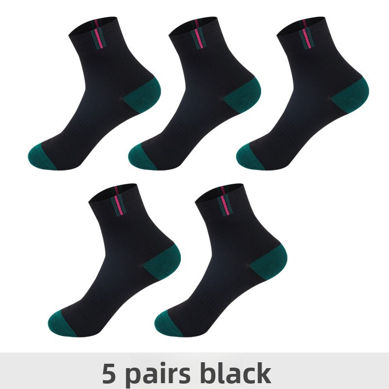 Mid-Calf Sports Odor-Resistant Sweat-Absorbing Breathable Solid Color Adult Basketball Men's Socks