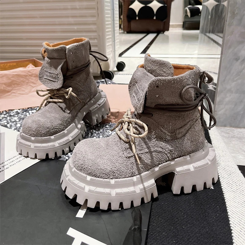 Womens Ankle Boots Platform er Shoes Suede Retro Boots for Woman Fashion Winter Women Pumps Gladiator Mujer Zapatos 250919