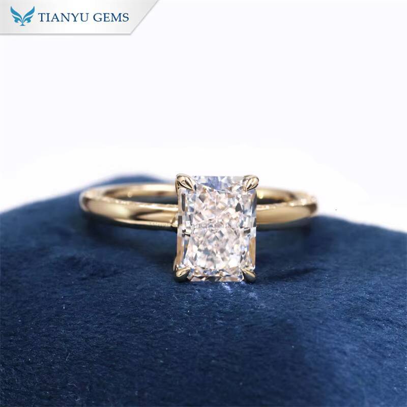 Tianyu Radiant Cut Moissanite Diamond Highend Jewelry 10K 14K 18K Silver 925 Wedding Jewelry Engagement Rings