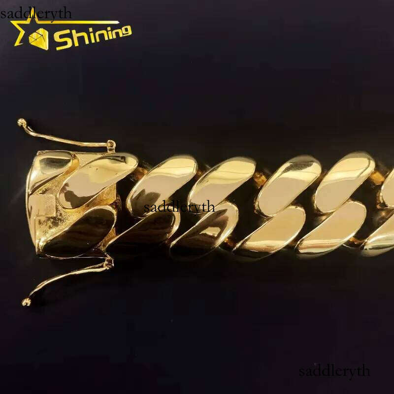 Fashion Jewelry Heavy Big Size 30MM Width Brass Plain Link Gold Plated Rapper Miami Cuban Chain Bracelet