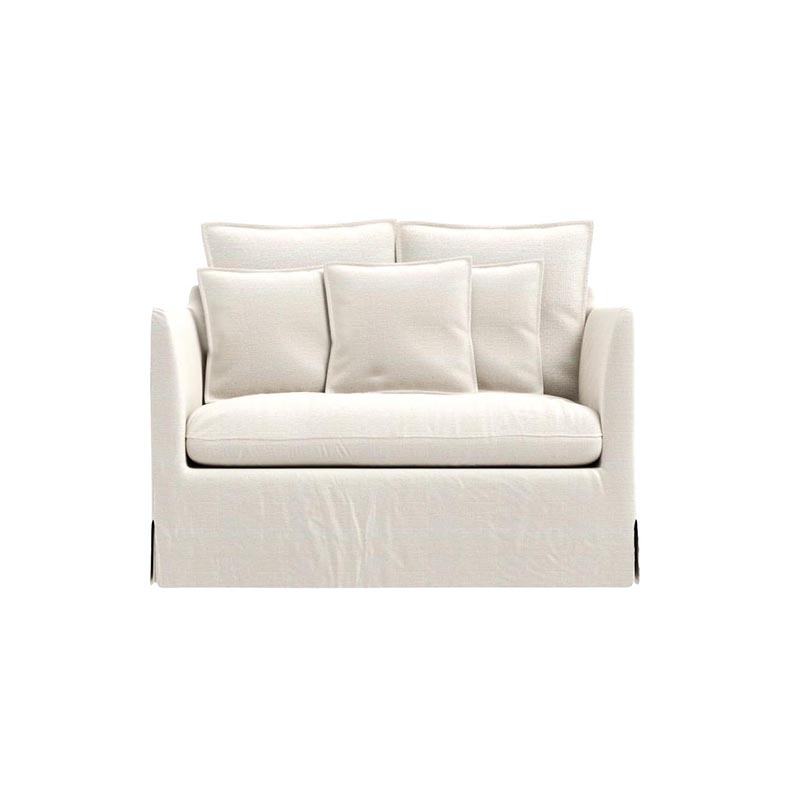 Living Room Furniture Charming Ivory Ripple - effect Sofa with Plush Pillows, Ideal for Cozy Conversations