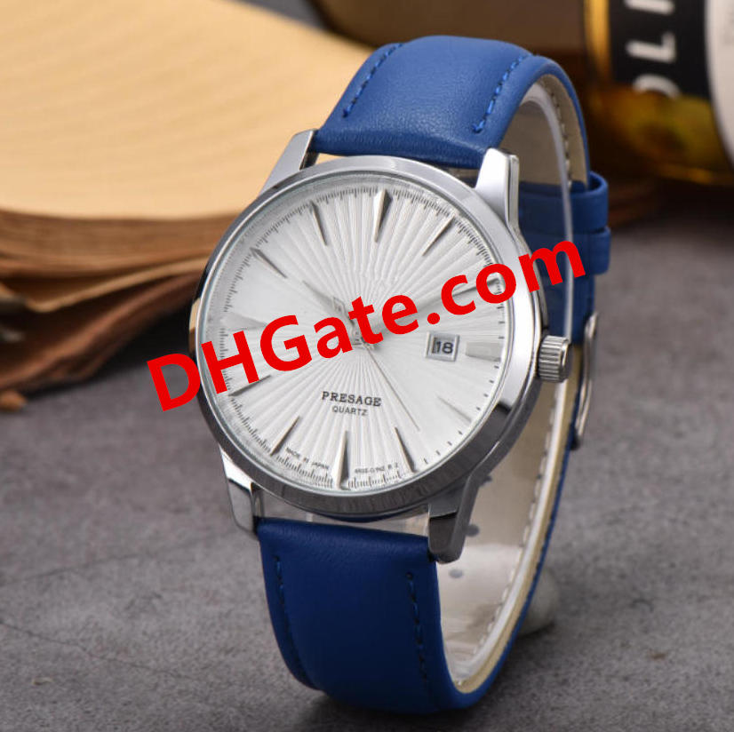 PRESAGE Type Seikowatchs for Men Women Business trend cow leather belt three needles Quartz Watch High Quality cocktail color series European Top brand Clock