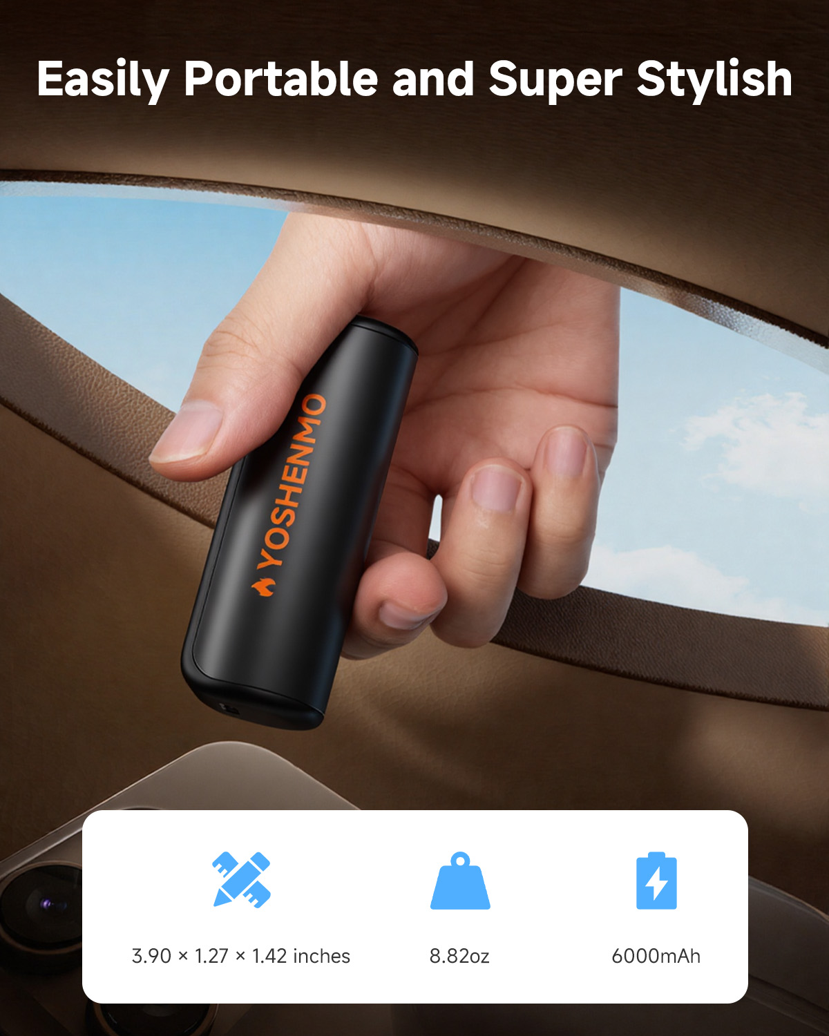 YOSHENMO Portable Hand Warmer with 3 - Gear Temperature Adjustment, 3000mAh Long - Lasting Battery & USB - C Charging-A404